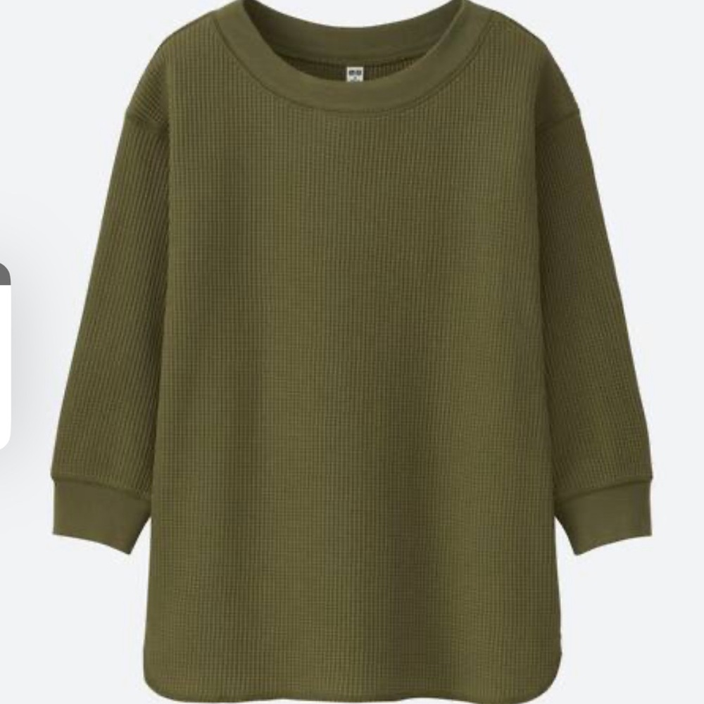 Uniqlo Olive Green Waffle Knit Sweatshirt - Women's